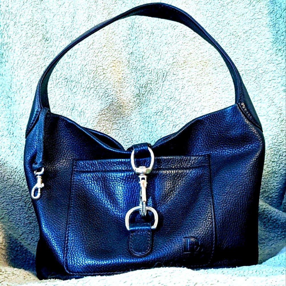 Dooney & Bourke Pebbled Leather Shoulder Bag with Buckle.